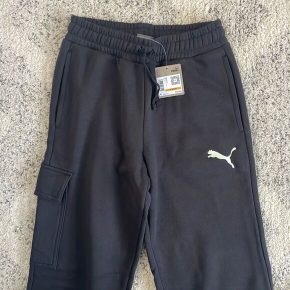 NWT Men's Puma Joggers Sweatpants Black Size Small Pockets Fleece - Picture 2 of 9